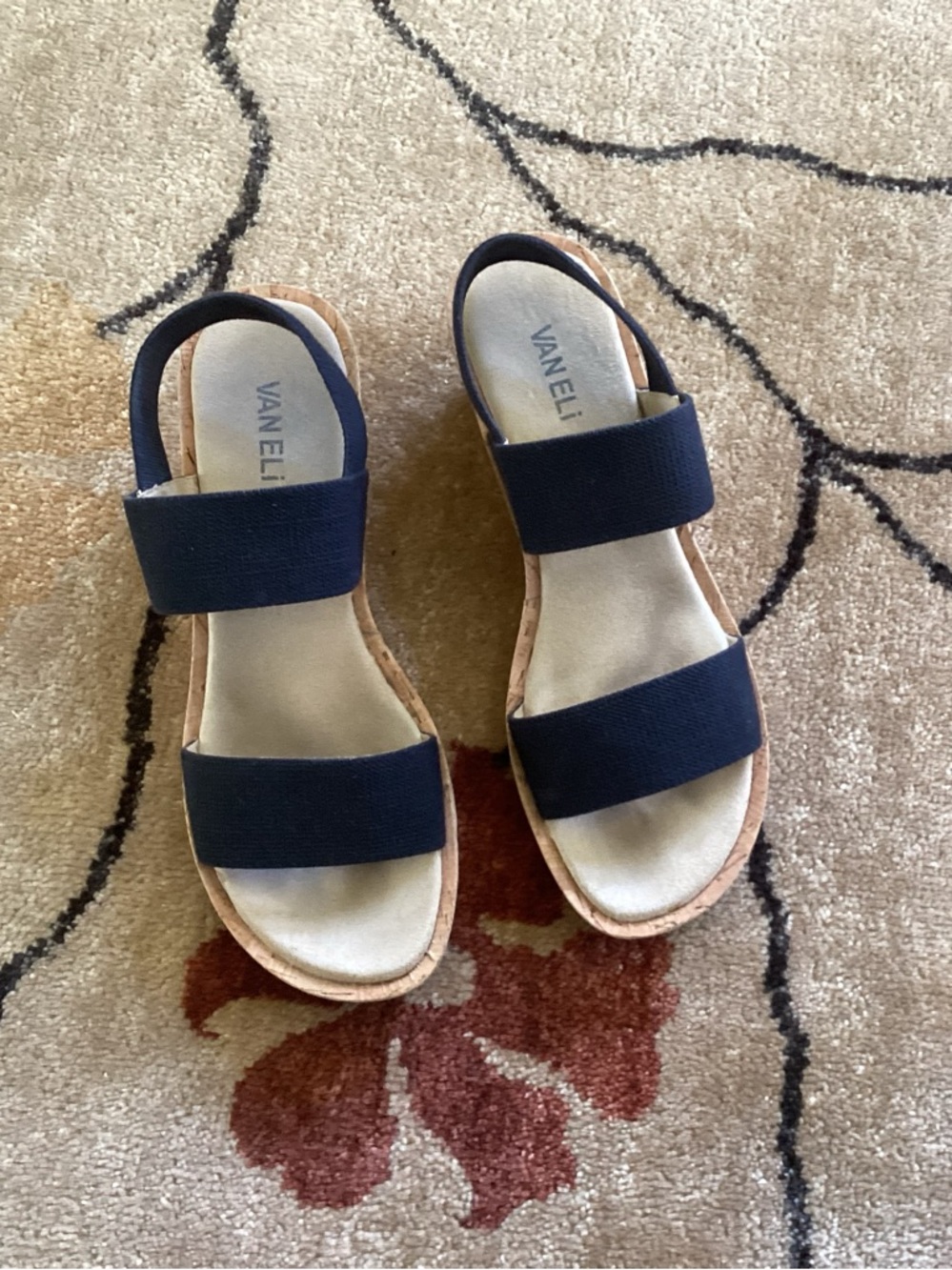 Vaneli navy wedge sandal, Size 10 wide ***RARE***